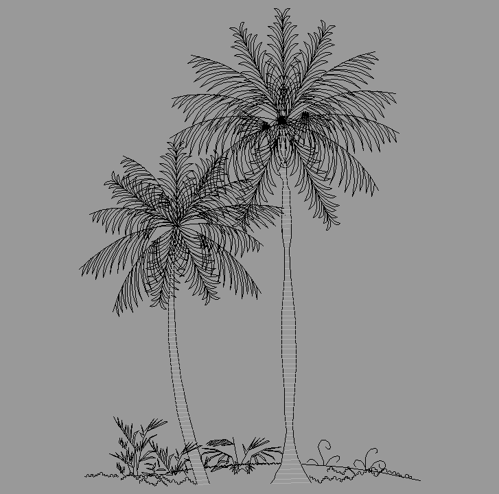 Bloque Autocad Vista de Palmera 04 en Alzado